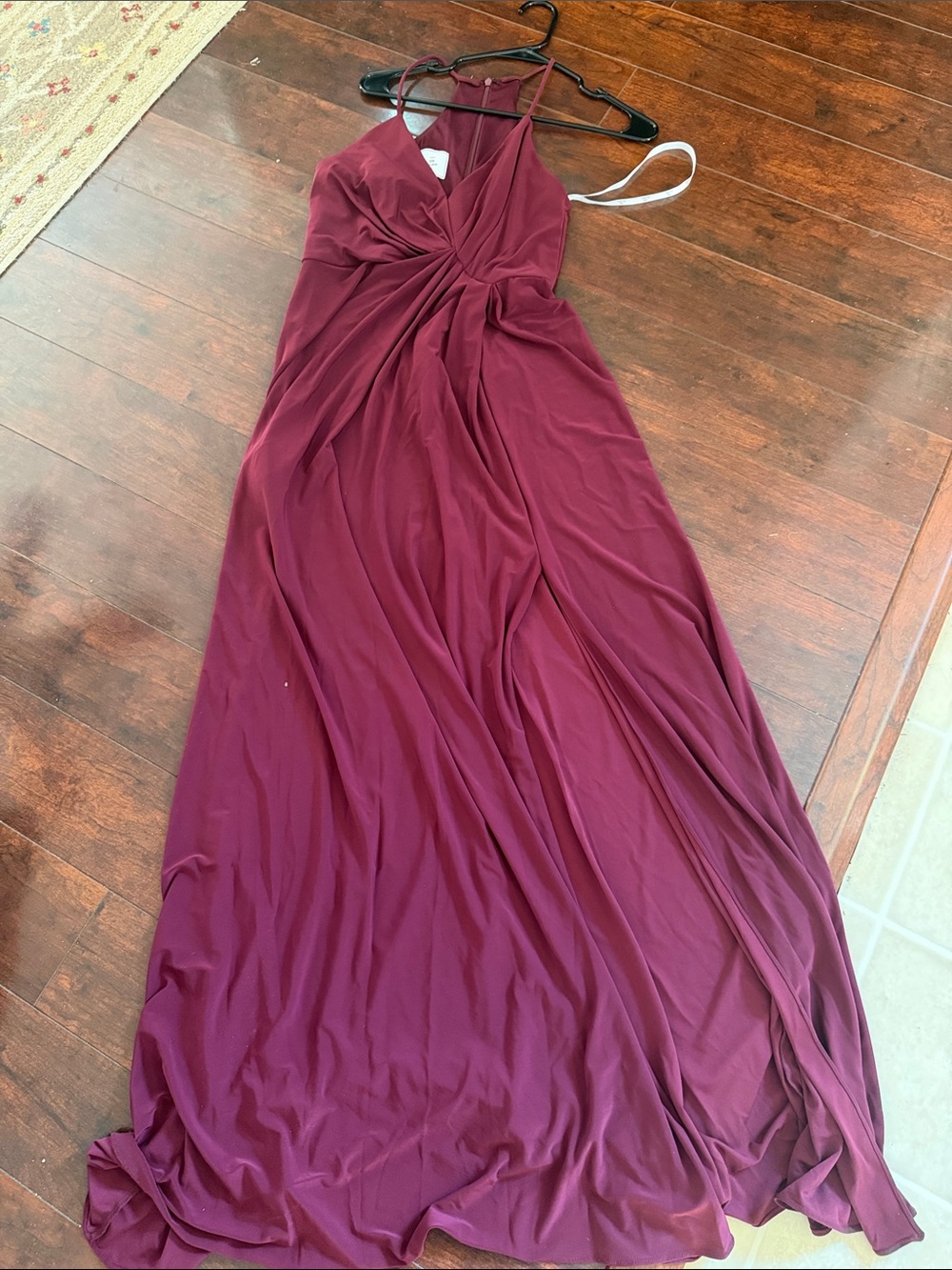 Db studio Elegant Burgundy Twist-Front Maxi Dress - Women